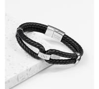 Personalised Men's Infinity Dual Leather Bracelet Silver