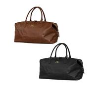 Personalised Men's Leather Weekend Bag - 30L Travel Holdall for Men - Black or Brown Duffle Bag, Custom Embroidered with Initials - Ideal for Travel, Hand Luggage, or Camping