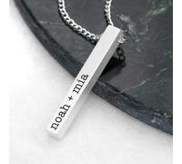 Personalised Men's Metallic Silver Solid Bar Necklace