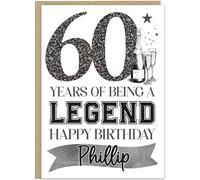 Personalised Mens Milestone Birthday Card for Him - 30th 40th 50th 60th 70th 80th 90th Years of Being a Legend! Add Own Name on Banner Age Celebration Cards (60)