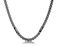 Personalised Mens Necklace with Custom Name Engraving Stainless Steel Silver Chain Necklace for Men Dad Husband Boyfriend Fathers Day Birthday Anniversary Christmas Jewellery Gift (Black-2 name)