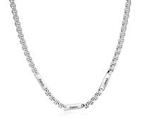 Personalised Mens Necklace with Custom Name Engraving Stainless Steel Silver Chain Necklace for Men Dad Husband Boyfriend Meaningful Fathers Day Birthday Anniversary Christmas Jewellery Gift (3 names)