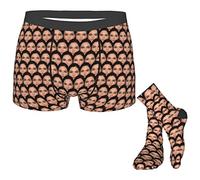 Personalised Men's Novelty Boxer Briefs Socks Set Customised Photo Face Boxers Underwear Underpants and Customized Face Socks, Personalized Funny Valentine's Day Gifts for Men Boyfriend Husband
