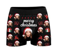 Personalised Mens Photo Face Boxer Briefs Custom Boxer Shorts Underpants Gifts for Men Husband Boyfriend Soft Underpants Breathable Underwear Personalized Gifts (1-Watermelon Red, L)