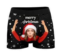 Personalised Mens Photo Face Boxer Briefs Custom Boxer Shorts Underpants Gifts for Men Husband Boyfriend Soft Underpants Breathable Underwear Personalized Gifts (2-Watermelon Red, XXL)