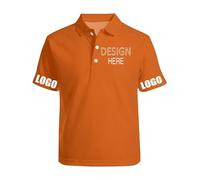 Personalised Mens Polo Shirts Adult Classic Design Your Add Text Logo Photo Custom Womens Polo Shirt Short Sleeve Ideal for Workwear Office Casual Golf Tops Orange