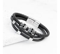Personalised Men's Skulls Leather Rope Bracelet
