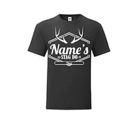 Personalised Men's Stag Do T-Shirt, Black, Size X Large, Personalise with Any Name, Date and Location