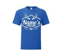 Personalised Men's Stag Do T-Shirt, Royal Blue, Size Large, Personalise with Any Name, Date and Location