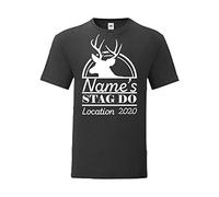 Personalised Men's Stag Do T-Shirt with Stag Design, Black, Size X Large, Personalise with Any Name, Date and Location