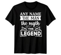 Personalised Mens T-Shirt Custom Text Design Any Name The Man The Myth The Legend Printed Tee 2XL Black