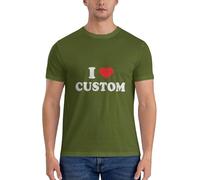 Personalised Men's T-Shirt, I Love Custom T-Shirt, I Love Custom Shirt, I Heart Custom Shirt, Customised I Love Shirt, Your Custom Text, Custom Text Name Novelty Tees Size - M - Moss Green