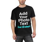 Personalised Mens T-Shirts Add Photo Text Custom Unisex Tee Short Sleeve Printed Logo Name Father's Day Birthdays Parties Gifts for Dad Husband Boyfriend S - 3XL, S