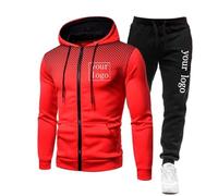 Personalised Men's Tracksuit Custom Logo 2 Pieces Sets Jogging Hoodie + Pants Casual Outdoor Sportswear DIY Print Zip Up Sweatshirt