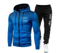 Personalised Men's Tracksuit Custom Logo 2 Pieces Sets Jogging Hoodie + Pants Casual Outdoor Sportswear DIY Print Zip Up Sweatshirt