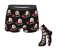 Personalised Mens Underwear Boxer Briefs, Socks with Faces on Them Custom Romantic Gifts for Boyfriend & Husband