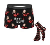 Personalised Mens Underwear Boxer Briefs, Socks with Faces on Them Custom Romantic Gifts for Boyfriend & Husband