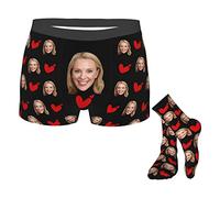 Personalised Mens Underwear Boxer Briefs, Socks with Faces on Them Custom Romantic Gifts for Boyfriend & Husband