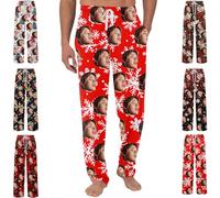 Personalised Men's/Women's Pyjama Bottoms;Personalised Pyjama Bottoms Womens/Men's with Face Photos;Funny Couple Pajama Pants;Autumn Home Casual Pajama Pants;Personalised Gifts for The Family;S-3XL#C5