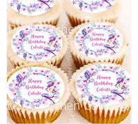 Personalised Mermaid Cupcake Toppers - 4cm x 24 - Your Message - Icing or Wafer (Icing)