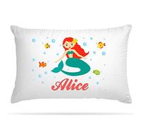 Personalised Mermaid Pillow Case With 8 Design & Add Custom Name Option - Cute Bedroom Decor Gifts for Girls - Party Decorations - Slumber Party Decor - Customised Cushion Cover For Birthday (108)