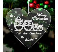 Personalised Merry Christmas Bauble Engraved Acrylic Xmas Decorations Custom Tree Ornaments for Babies Family Home Grandson with Any Name Santa Gift at 2025 Lockdown Year (Heart)