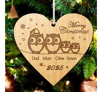 Personalised Merry Christmas Bauble Engraved Wooden Xmas Tree Ornaments Gift for Family Baby Home Girls Mom with Any Name Xmas Santa Decoration at 2025 (Heart)