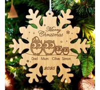 Personalised Merry Christmas Bauble Engraved Wooden Xmas Tree Ornaments Gift for Family Baby Home Girls Mom with Any Name Xmas Santa Decoration at 2025 (Snowflake)