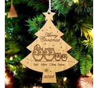 Personalised Merry Christmas Bauble Engraved Wooden Xmas Tree Ornaments Gift for Family Baby Home Girls Mom with Any Name Xmas Santa Decoration at 2025 (Tree)