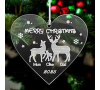 Personalised Merry Christmas Bauble Engraved Xmas Decorations Custom Acylic Tree Ornaments Memorial Santa Gift for Christmas Family Home Mum Baby with Any Name at 2025 (Heart)