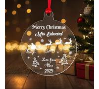 Personalised Merry Christmas Bauble Teacher Teaching Assistant Nursery Xmas Decor