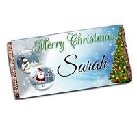 Personalised Merry Christmas Chocolate Bar Xmas Girls Boys Mum Dad Stocking Filler Present for him her N115