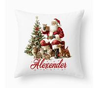 Personalised Merry Christmas Pillow case cover, 45x45 cm Custo m Cushion Cover With Name, Christmas Party Decoration 2025 Xmas Tree Santa Claus Pillowcase, Gift For Xmas (Design 1)