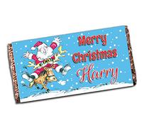 Personalised Merry Christmas Santa Chocolate Bar Xmas Girls Boys Mum Dad Stocking Filler Present for him her N113
