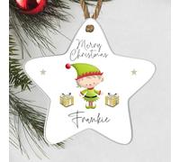Personalised 'Merry Christmas' Tree Bauble - 8 Designs to Choose from - Custom Name Decorations - Holiday Keepsakes - Gift for Kids, (Acrylic Indoor & Outdoor Use, Elf Design)