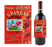 Personalised Merry Christmas Wine Champagne Bottle Label ~ Stocking Filler Gift Idea for him her Mum Dad Grandad Any Name N3