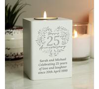 Personalised Message 25th Anniversary Tea Light Holder