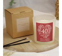 Personalised Message 40th Anniversary Candle - Vanilla