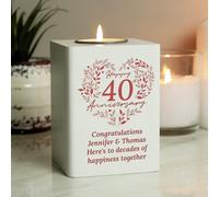Personalised Message 40th Ruby Anniversary Tea Light Holder