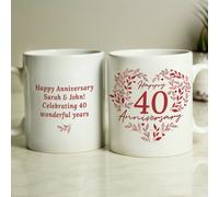Personalised Message 40th Ruby Wedding Anniversary Mug