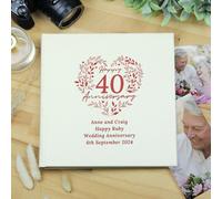 Personalised 40th Ruby Wedding Anniversary Photo Album Personalised Memento Company White One Size
