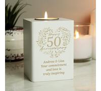 Personalised Message 50th Anniversary Tea Light Holder