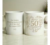 Personalised Message 50th Golden Wedding Anniversary Mug