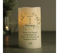 Personalised Message Botanical Anniversary LED Candle