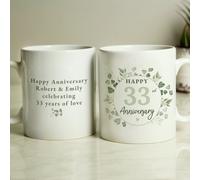 Personalised Message Botanical Anniversary Mug