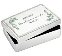 Personalised Message Botanical Rectangular Jewellery Box