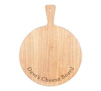 Personalised Message Bottom Curved Cheese Board Paddle Serving Tray Handle Round Wooden 45x34cm