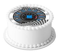 Personalised Message Car Rev Counter/Speedometer Themed 7.5inch CIRCLE Edible Icing Cake Topper Decoration - Perfect for large cakes