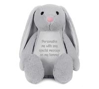 Personalised Message Comfort Bunny - Grey | Bereavement Memorial Keepsake | Soft & Luxurious Remembrance Memory Teddy Bear | Customizable Gift | 42cm Tall