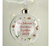 Personalised Message First Christmas Bauble - Clear